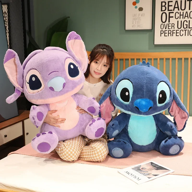 80CM Super Big Size Disney Stitch Anne Plushies Doll Stuffed Animal Cartoon Doll Home Decoration Children's Holiday Gift Toy