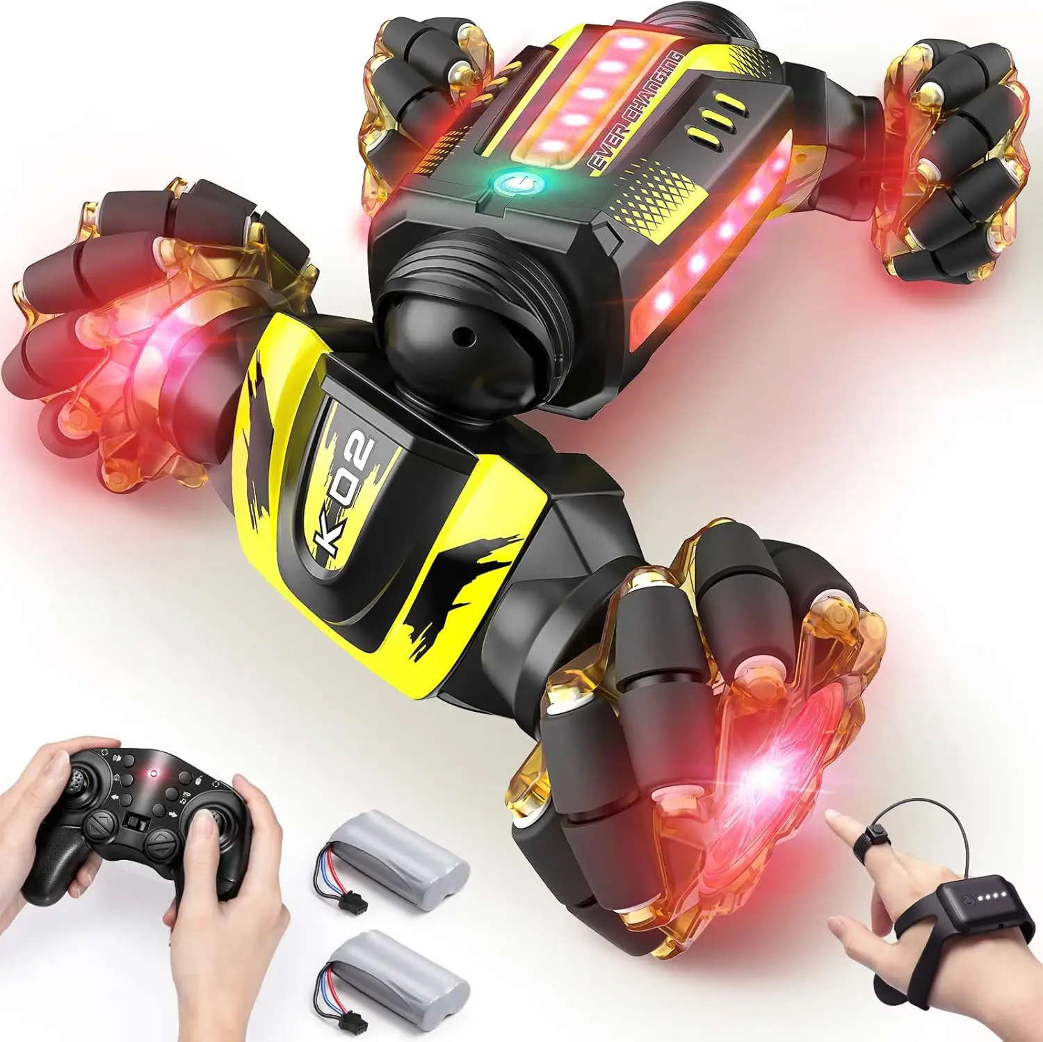 Sensing RC Stunt Car, 1:12 Large Drifting Remote Control Car with Watch Hand Controlled, 4WD 12.5MPH Fast On/Off Road RC