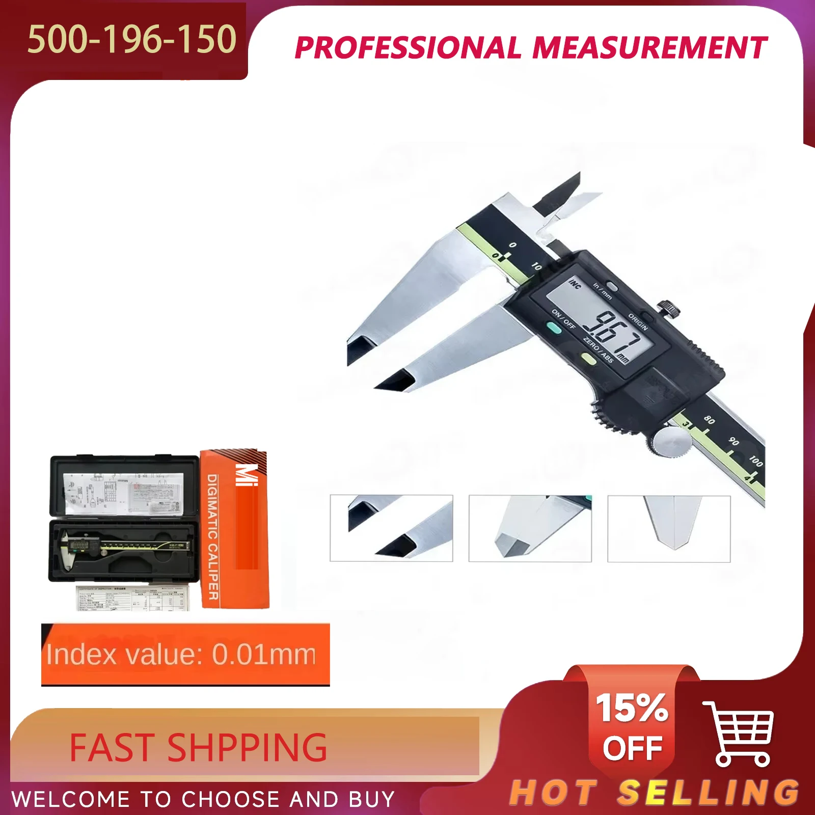 New Dial Caliper 0-150mm 500-196-30 Shockproof Stainless Steel Dial Vernier Caliper Industrial Precision Measuring Tool
