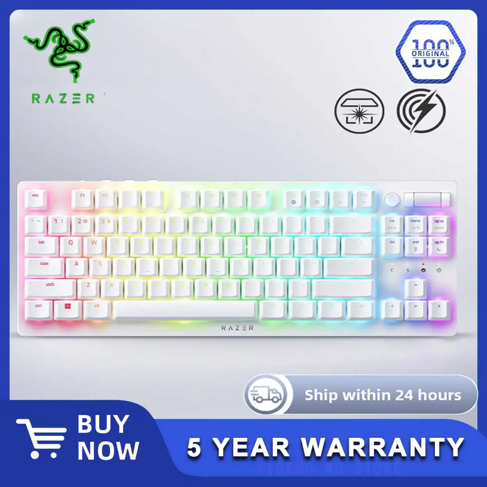 

Серия беспроводной низкопрофильной игровой клавиатуры Razer DeathStalker V2 Pro Tenkeyless RGB — сверхдлительный 40-часовой срок службы батареи