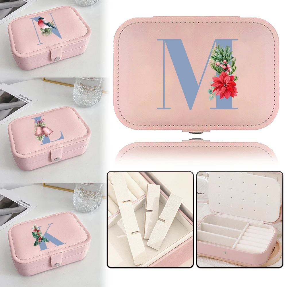 

Jewelry Storage Box Double Layer Portable Jewelry Organizer Necklace Earring Display Classic Pink Storage Box Blue Series