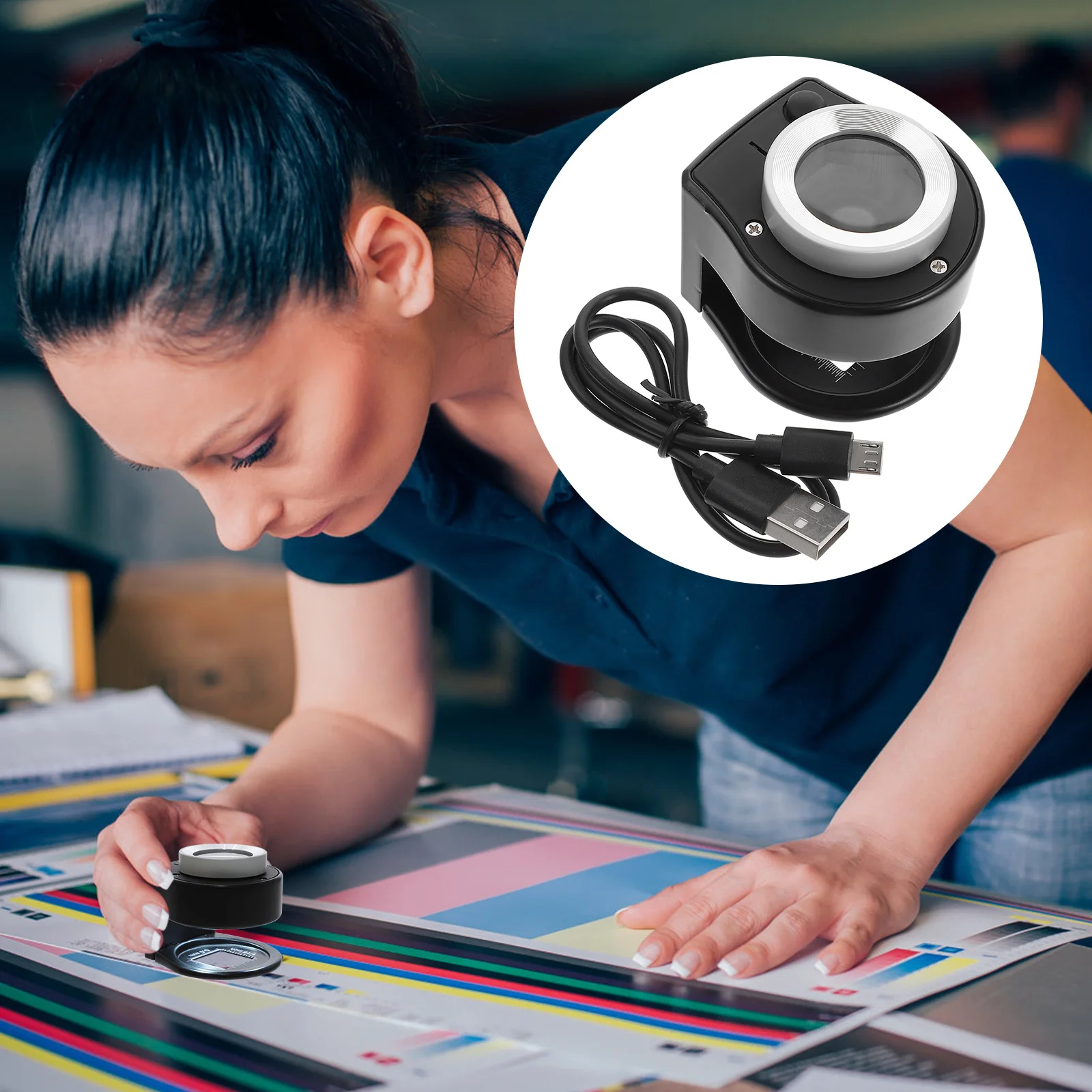 WATIIFUFU Magnifier Mirror Portable Glass Optical Observation Instrument Desktop Black Plastic