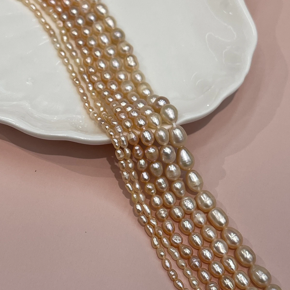 AA Natürliche Süßwasserperlen Reisperlen Rosa Perlen für Schmuckherstellung DIY Halsketten Armbänder Ohrringe Handgemachte Kunsthandwerke Großhandel – Detail 4