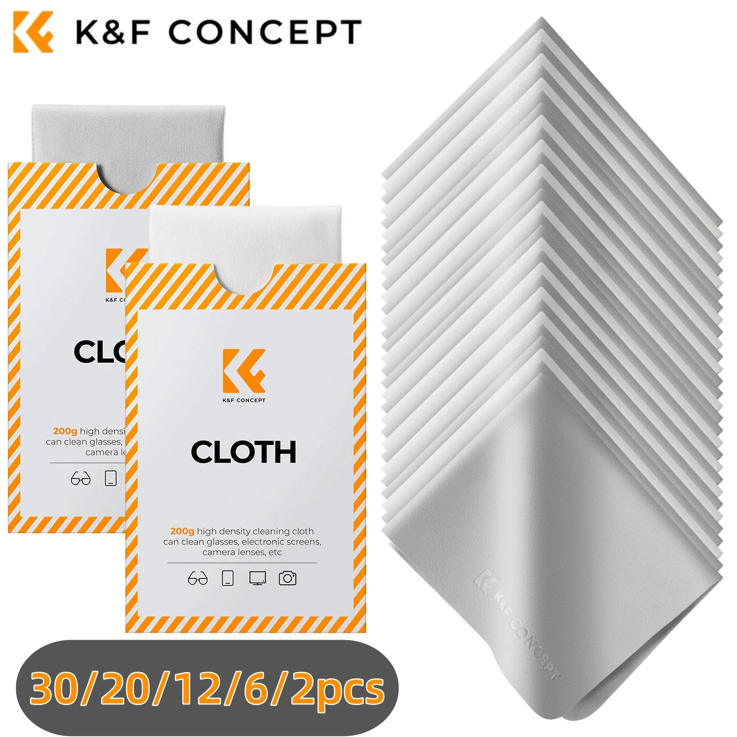 

K&F Concept 15x18cm Premium Microfiber Cleaning Cloths Lens Cleaning Cloth for Camera Lenses, Eyeglasses, Phone Screens, Cameras
