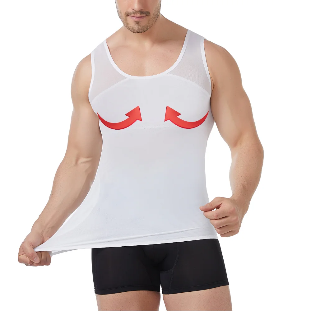 Men‘s Cross Back Mesh Body Shaper Vest Breathable Cool Summer Back Support Compression Tank Workout Casual Slimming Undershirt