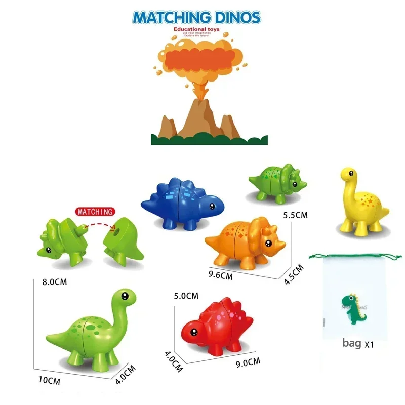 Matching Dinosaur Toy With storage bucket Montessori Toys for Kids Counting Learning Toys for Toddlers Children Development Game