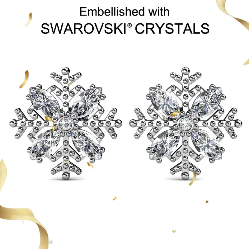 

Daisini Women's 925 Sterling Silver Snowflake Stud Earrings Embellished with Premium Grade Crystal From Swarovski for Women Girl