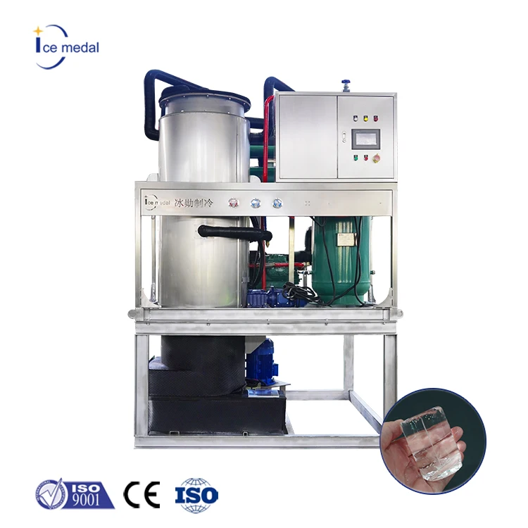 Industrial Transparent Solid Cut Flat Machine Ice Tube 5 Tons 10,20,30 Tons Cylinder Tubular Ice Machine with Factory Price