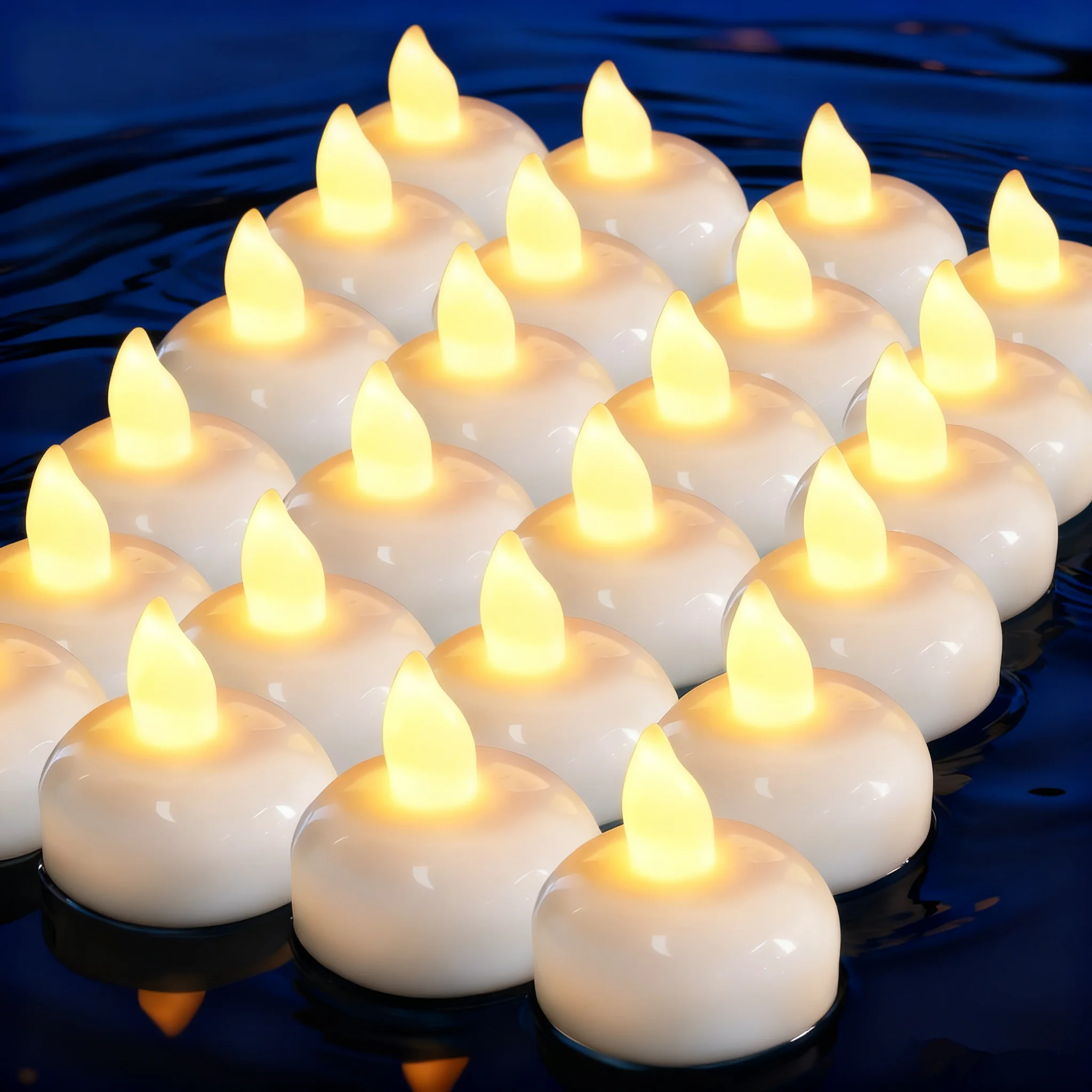 

24/12 шт. плавающая лампа-свеча, беспламенный чайный светильник, мерцающий электронный водонепроницаемый светодиодный светильник для свадебной вечеринки, бассейна, спа, декор стола