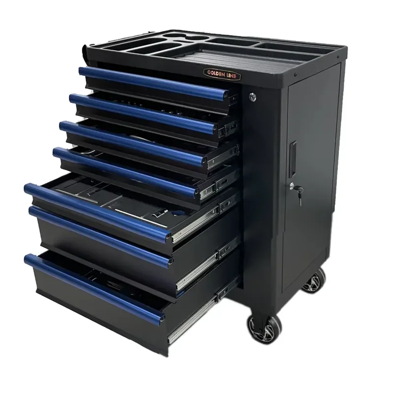 GL3307-H 7 Drawers Classical Tool Trolley Black Carton Box Cabinet Car Repair Garage Workshop 3 Years Workplace Storage