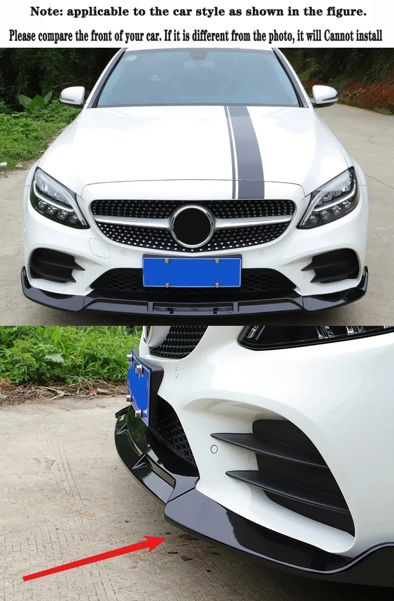 Becquet de lèvre de pare-chocs avant pour Mercedes Benz classe C W205 C205 coupé 2015 – 2023, diffuseur de séparateur de lame inférieure, Kit de carrosserie automobile, réglage