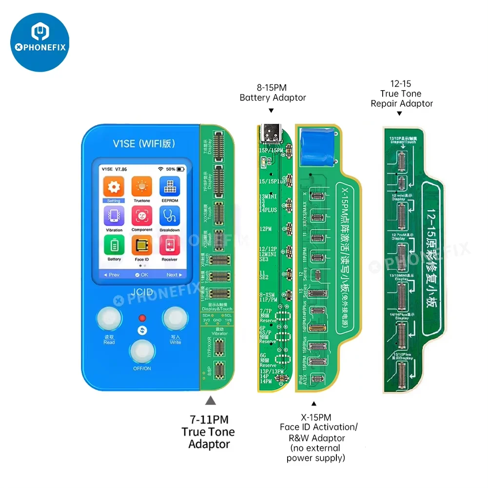 Nuevo JCID JC V1SE V1S PRO Dot Matrix Face LCD tono verdadero fotosensible Color Original placa de batería de huella digital para IPhone X-15pm