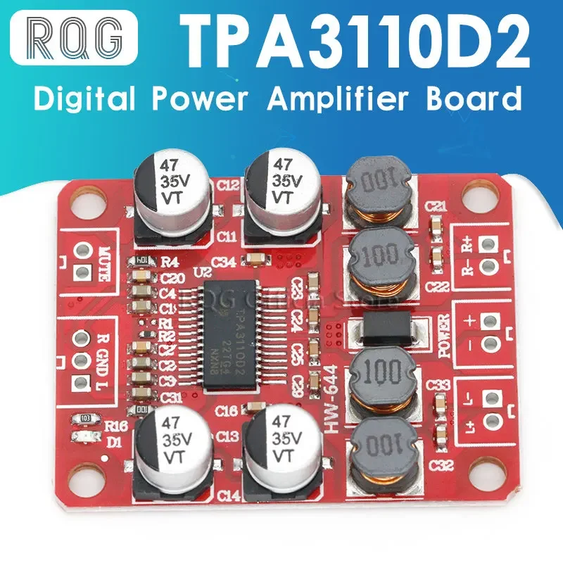 TPA3110D2 Digital Power Amplifier Board Two-channel 2*15W Stereo 3110 Audio Power Amplifier Module DC12V2A Audio Power Amplifier