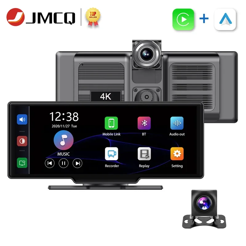 

JMCQ 10.26" 4K WiFi Dash Cam Rearview DVR mirror camera Video Recorder Rearview mirror Dash Cam Front and Rear Camera Carplay