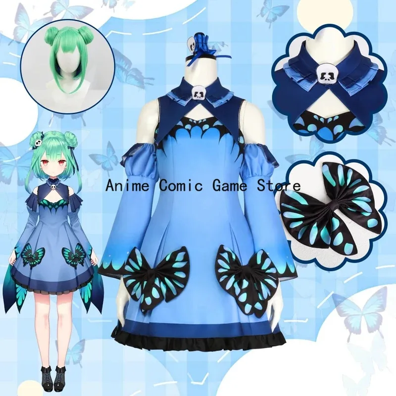 

IN STOCK XS-3XL Uruha Rushia Cosplay Anime Hololive VTuber Cosplay Dress Wig Halloween Party Outfits for Women