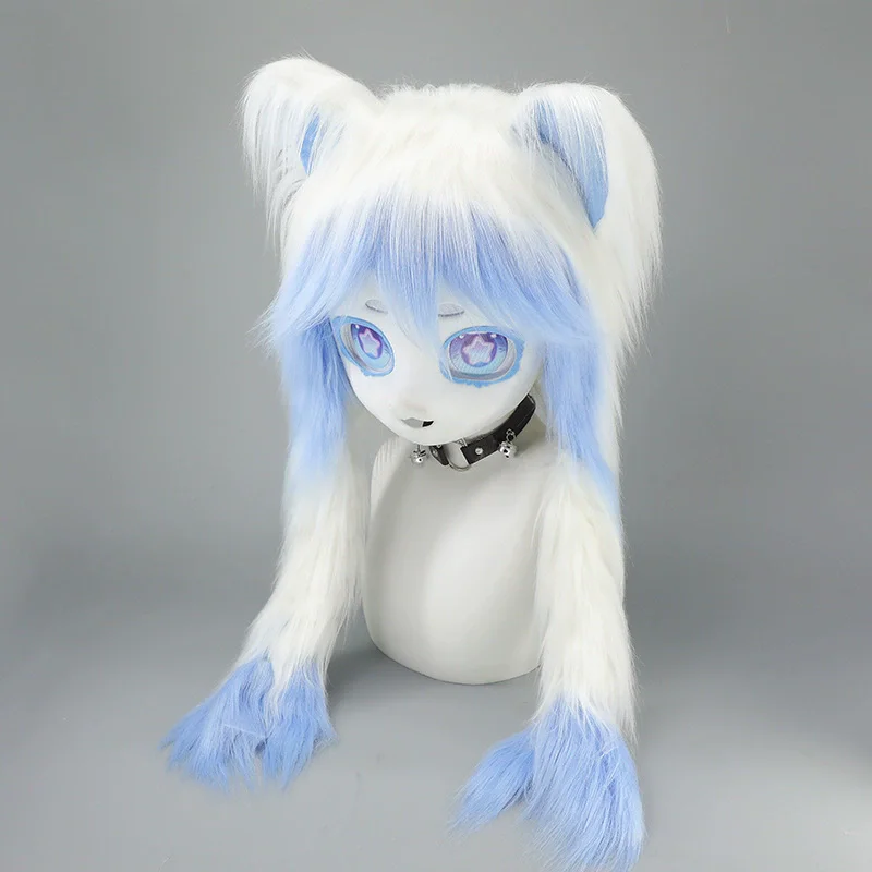 الوحش رئيس نموذج آرتشي اليدوى فروي كيغ رئيس شعر مستعار قبعة القبعات Fursuit أنيمي لوليتا فتاة تأثيري قناع الأداء الدعائم #3