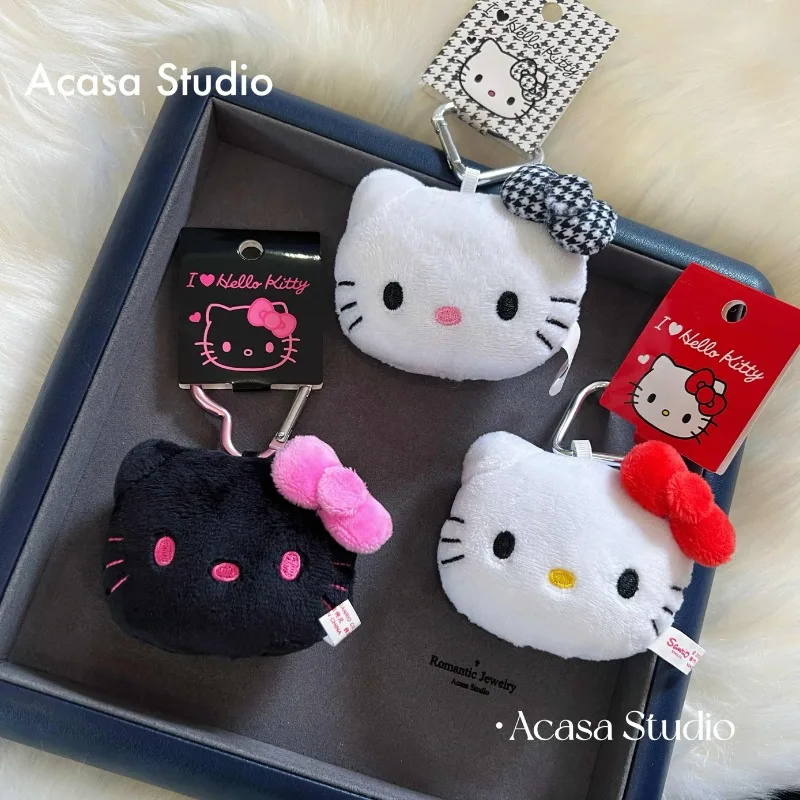 Cartoon Anime New Love-button Cat Head Hellokitty Plush Doll Sanrios Girl Bag Pendant Car Keychain Hanging Decoration Toy Gift