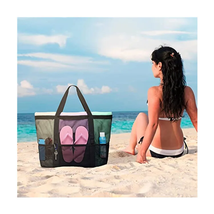 

Leisure Minimalist Perspective Large Capacity Toy Mesh Bath Travel Beach Hand-Held Single Shoulder Tote Bag