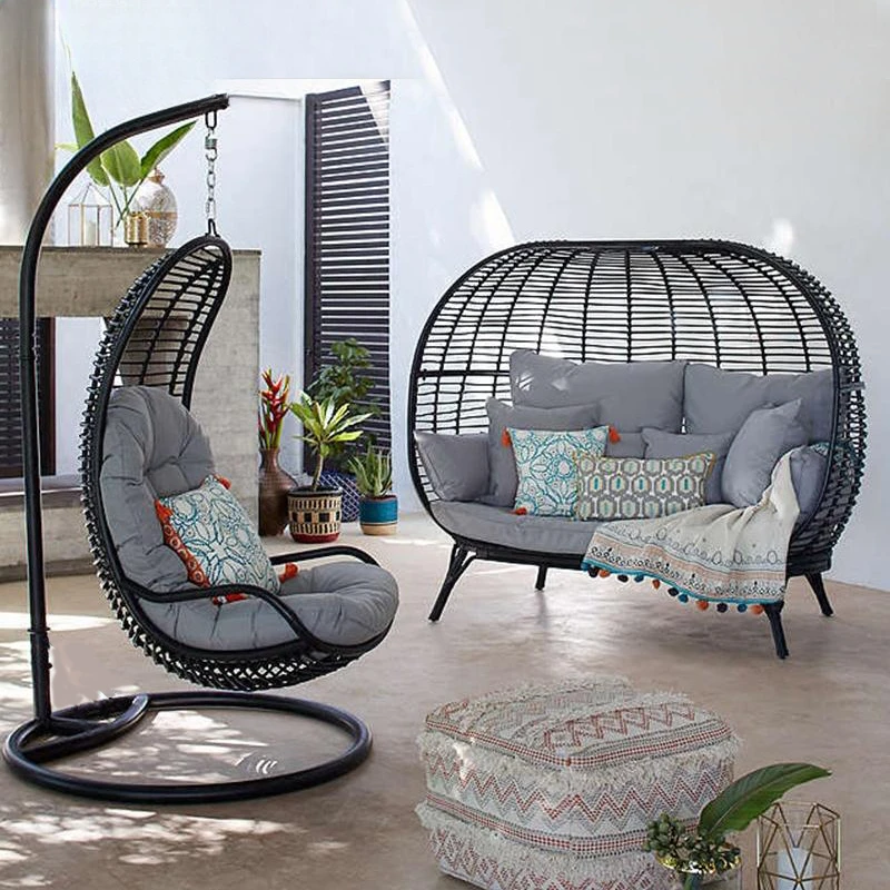 Outdoor Rattan Garden Chairs Comfortable Upholstery Nordic Design Garden Chairs Waterproof Hanging Sillas Salon Room Furniture