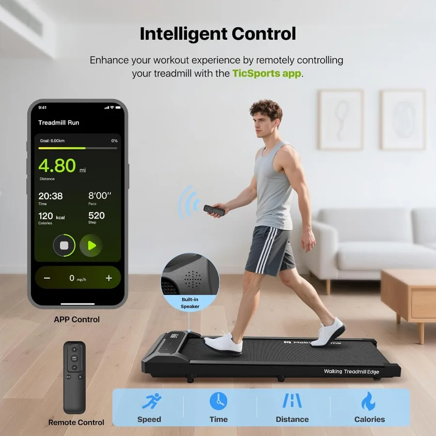 جهاز مشي مدمج محمول تحت المكتب للاستخدام في المكاتب المنزلية مع تقنية الذكاء الاصطناعي الذكية وجهاز التحكم عن بعد يدعم ما يصل إلى 265 رطلًا #3