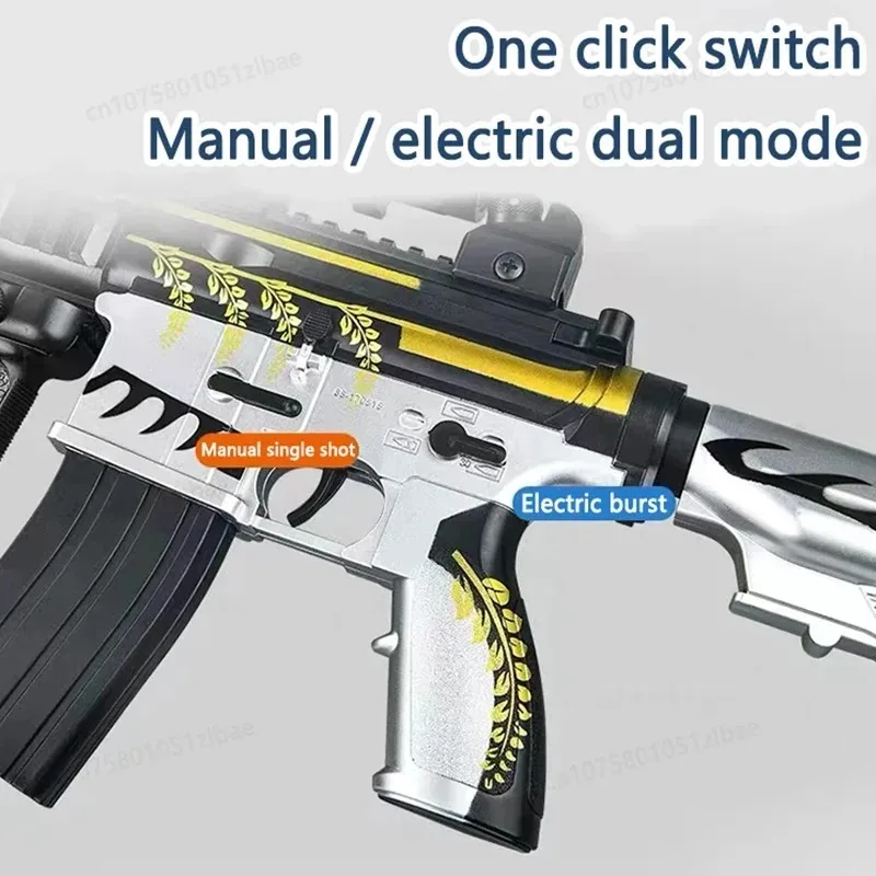 버스트 M416 완전 자동 장난감 총 젤 총알, 수동 자동 이중 탄창, 야외 부모-자녀 Cs 대화형 게임