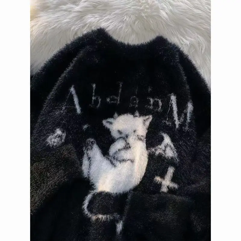 

2025 Subculture Aesthetic Vintage Sweaters Women Long Sleeve Printed Tops Chic Gothic Punk Y2k Bodycon Jumpers Harajuku Casual