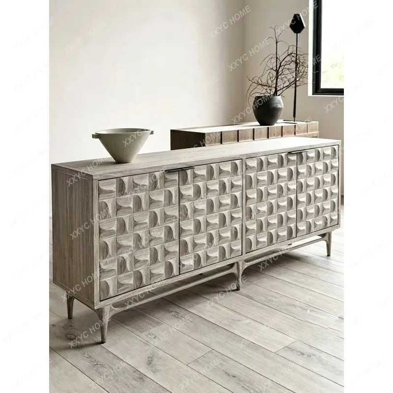 

Vintage sideboard - rustic geometric storage cabinet