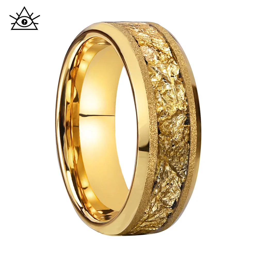 Vintage High-end Tungsten Steel Matte Gold-plated Men's Business Ring Jewellery Liverpool Rings