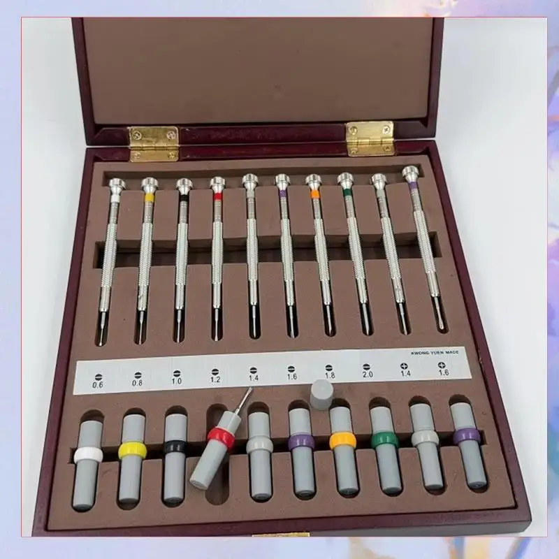 

10PCS Watch Repair Screwdrivers With Weight Sleeves In Wooden Box-[A04I]