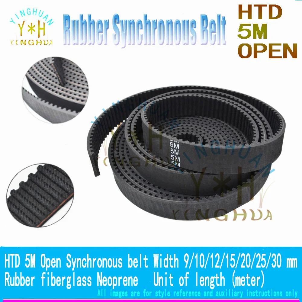 

HTD 5M Open Synchronous belt Width 9/10/12/15/20/25/30mm Rubber fiberglass Neoprene HTD5M Open Belt pulley CNC