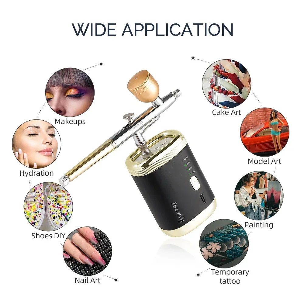 30PSI Dual-action Portable Airbrush Multi-Function Mini Air Compressor Kit For Nails Cake Tattoo Makeup Paint Air Spray Gun