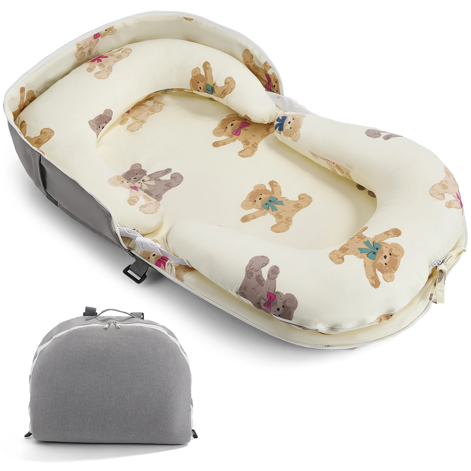 Afneembare en wasbare draagbare anti-druk babywieg, draagbare co-sleeper voor pasgeborenen, baby nestje voor rustgevende slaap