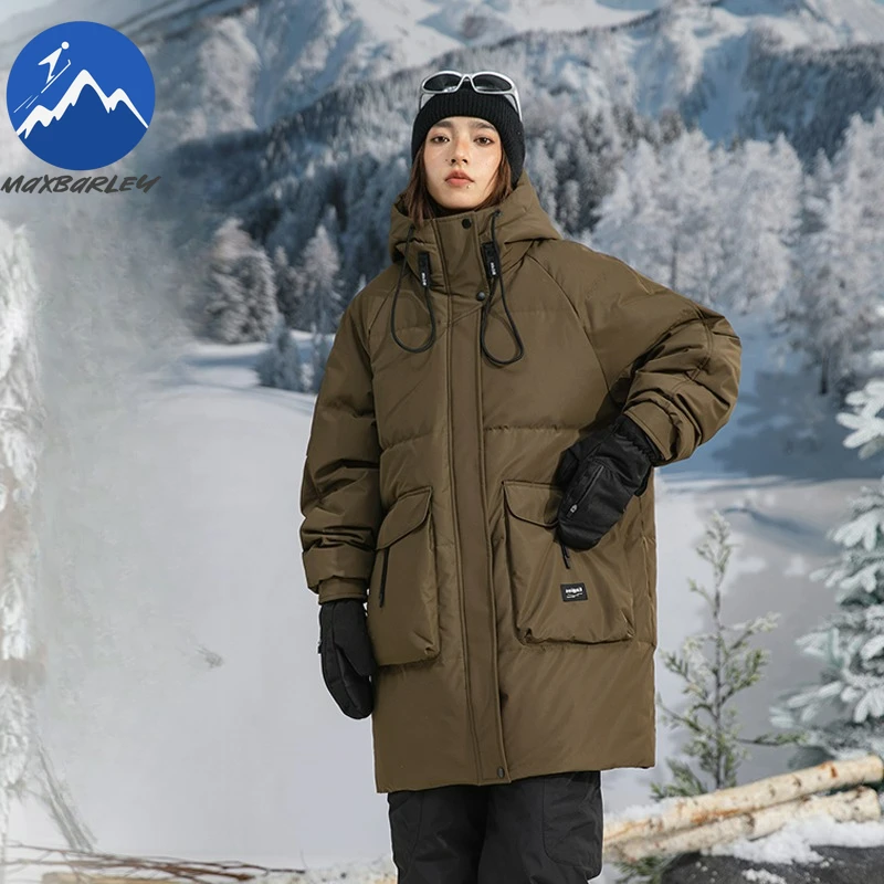 Maxbarley Winter Down Coat 2025 New Classic Hooded Long Couple Parka Thickened Outdoor Exploration Windproof Lightweight Coat