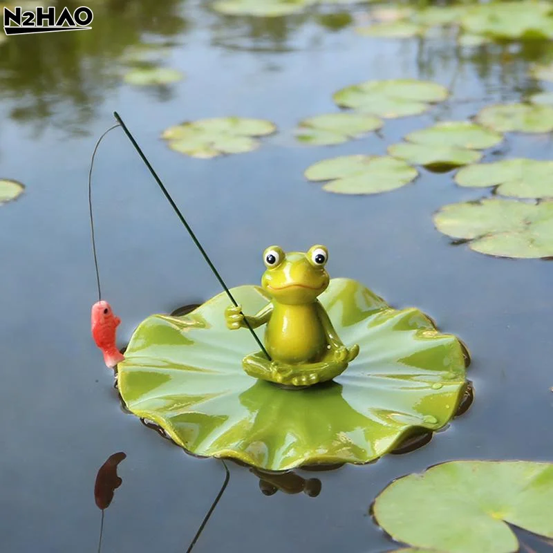 Frog Statue Outdoor Frog Statue Garden Koi Pond Resin DecorationFrog Decor For Yard Fishing Statue Patio, Lawn Garden Decorative