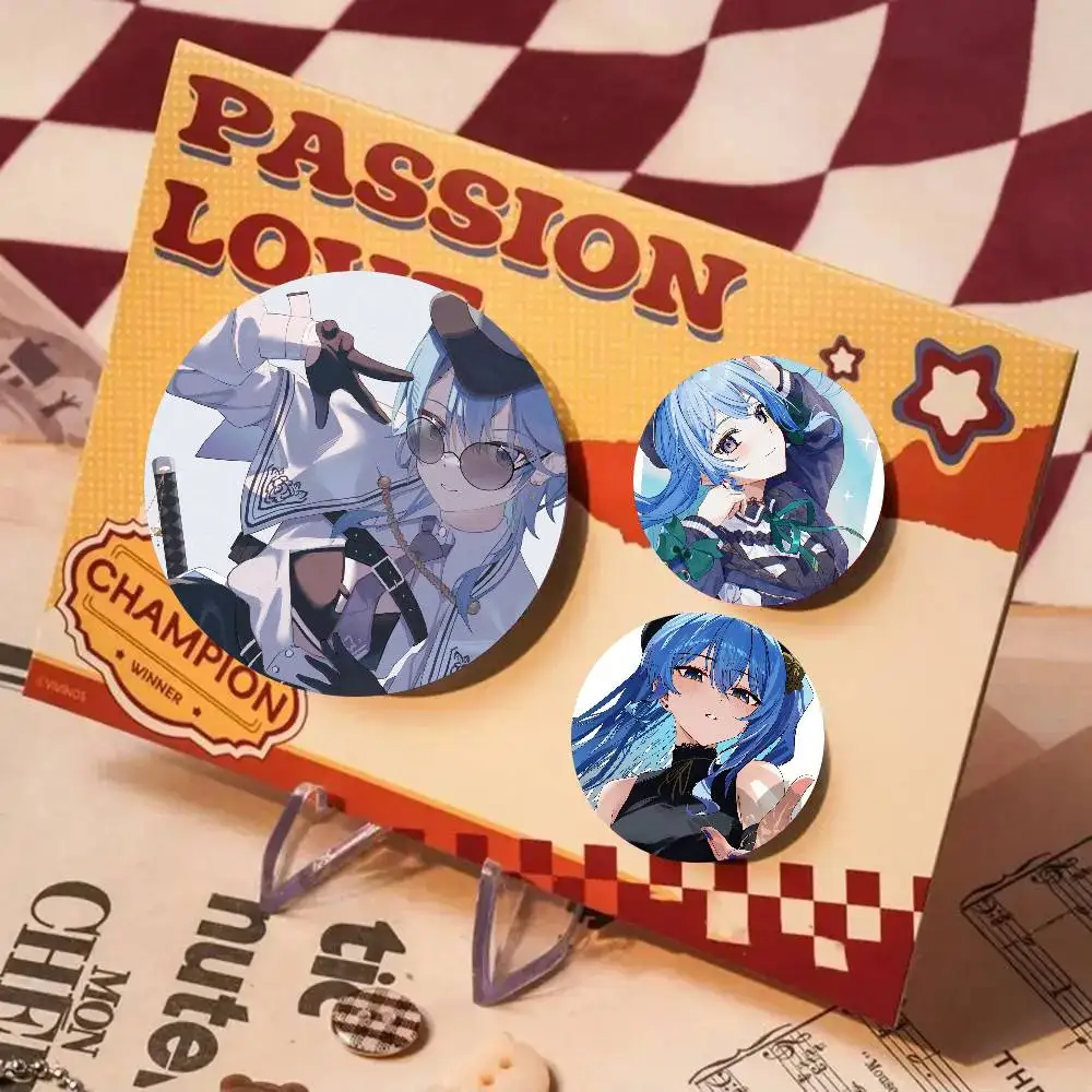 Virtual Singer Hoshimachi Suisei Badge Tinplate Meme Round Brooch For Hat Bag Creative Lapel Jewelry Accessories Gifts