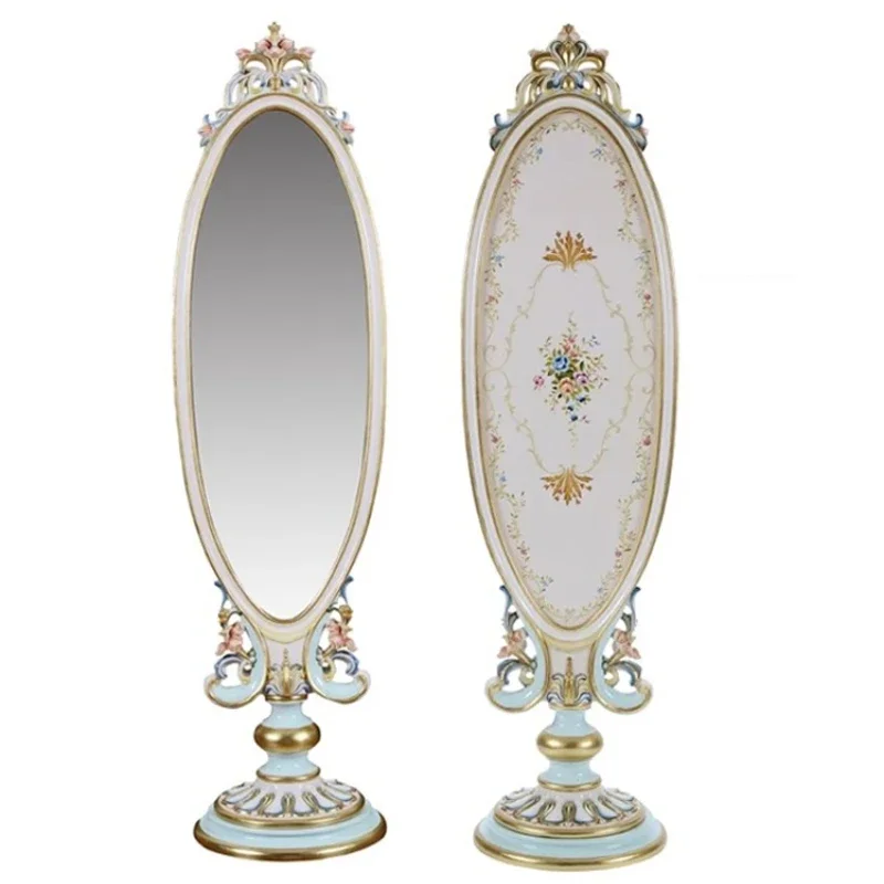 

Full-length mirror floor-to-ceiling solid wood engraving fitting French exquisite neoclassical bedroom