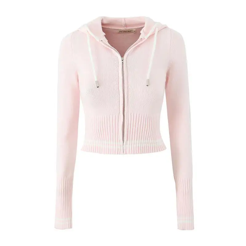 レディースニットスリムフィットフーディージャケット＆パンツセット ファッションカジュアル秋服 PVC素材 ミッドローウエスト カラーブロッキング