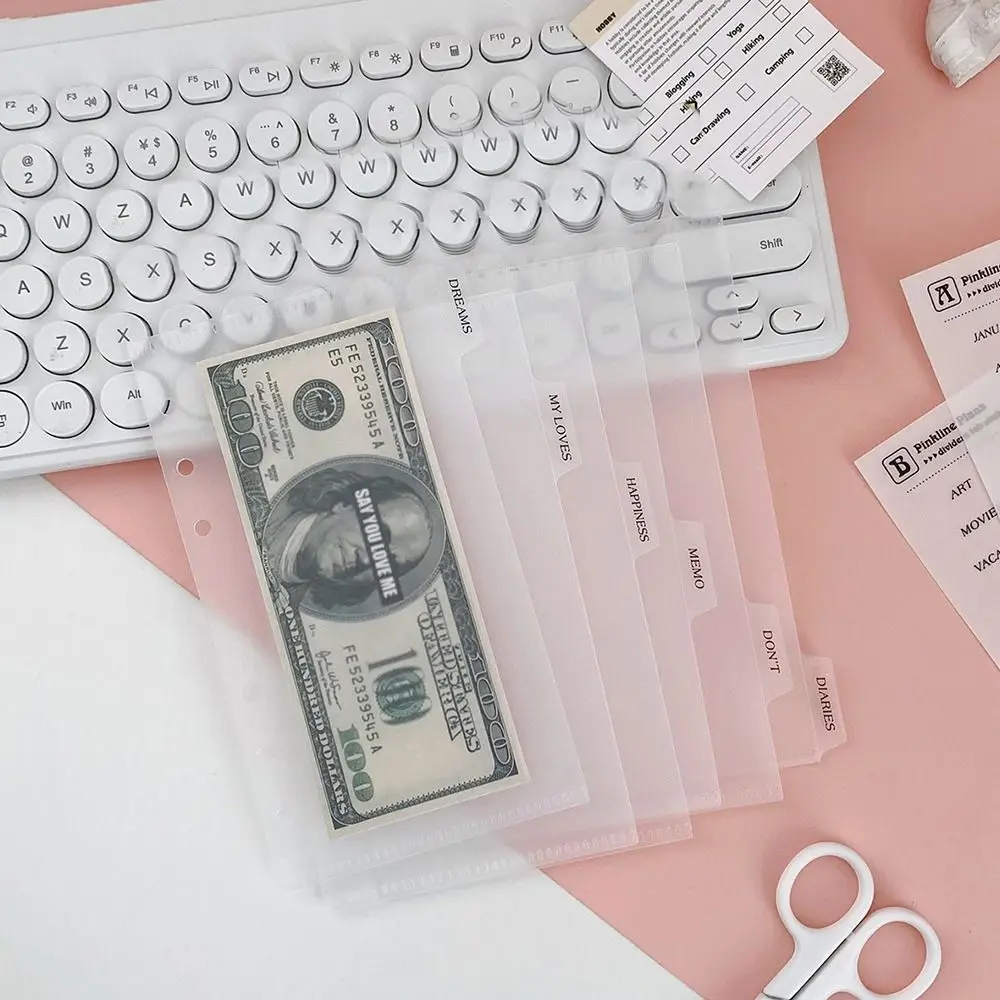 A5 A6 Separator Paper Index Page Notebook Black White Index Page Tabs 6 Holes Transparent Page Classification Separator