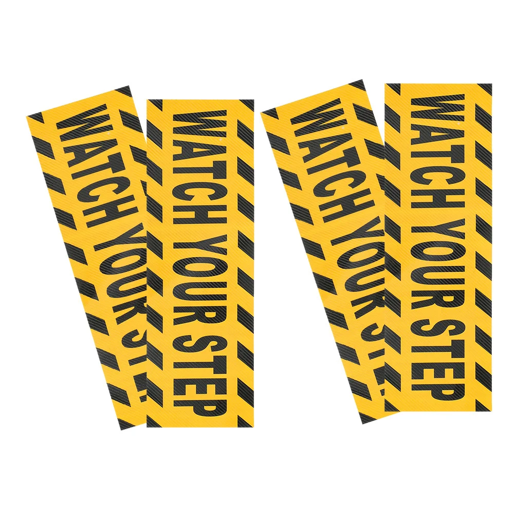 

4 PCS Watch Your Step Sticker for Floor Stickers Anti Slip Stair Strips Outdoor PVC