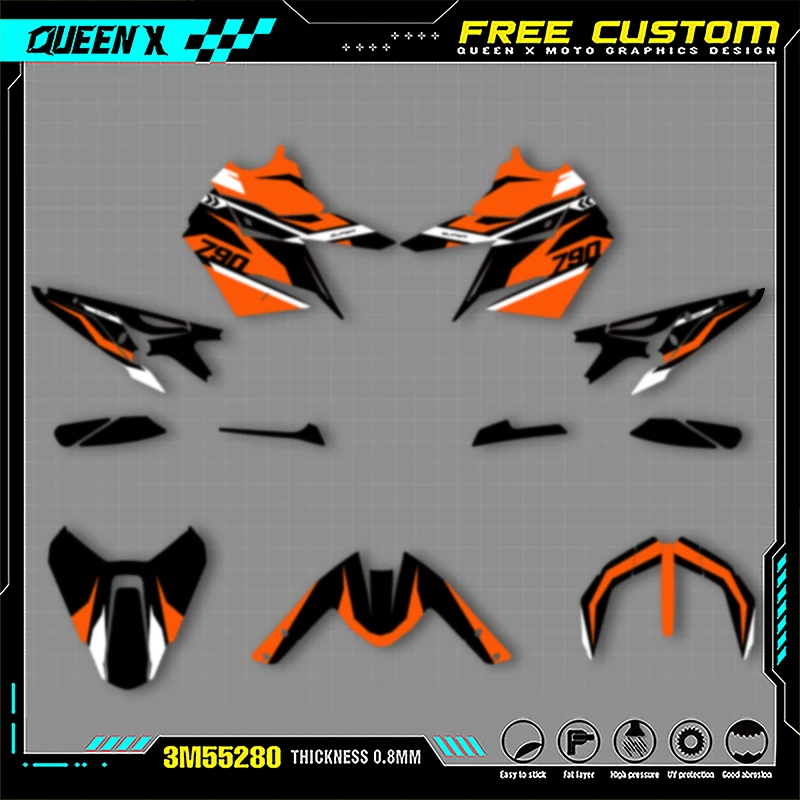 

Queen X MOTOR Motorcycle Graphics Background Decals Stickers Kits For KTM Duke 790 890 Adventure 2018-2021 003