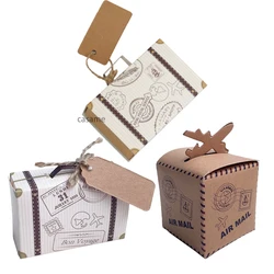 10/20 pcs Mini Suitcase Candy Boxes Travel Gift Box Paper Wedding Birthday Christmas Favor Present Boxes Packing thank you