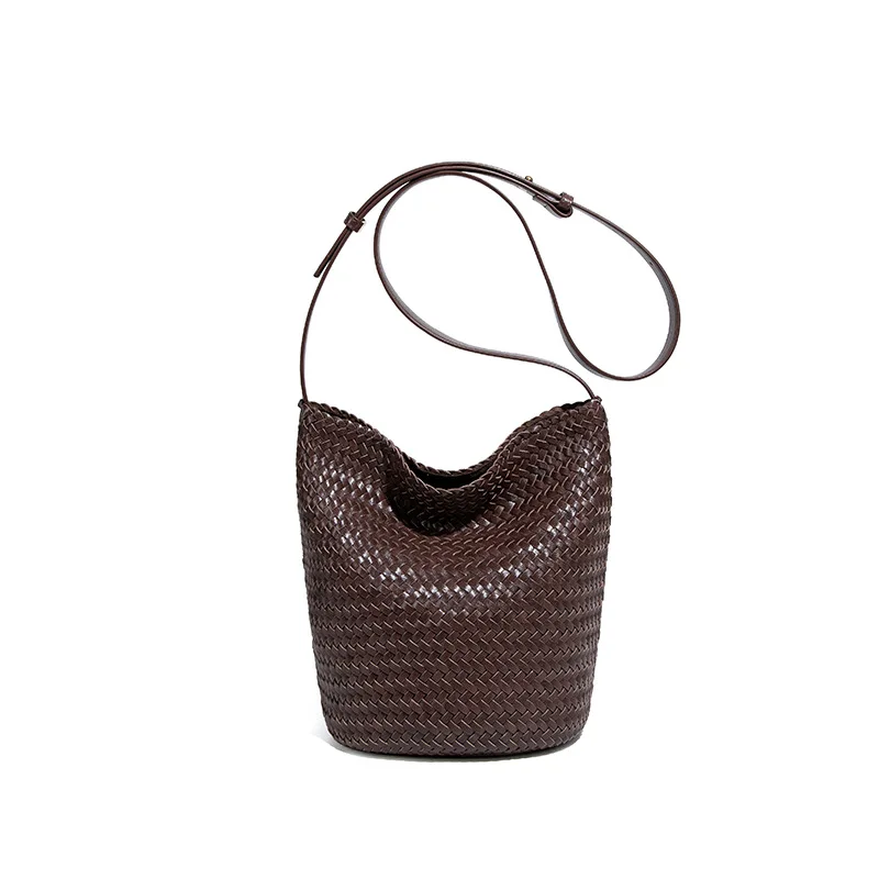 Handwoven Leather Bucket Bag Women's Fashionable Shoulder Crossbody Bag Rabbit2026 New Style Handheld Single Shoulder Diagona... image 3