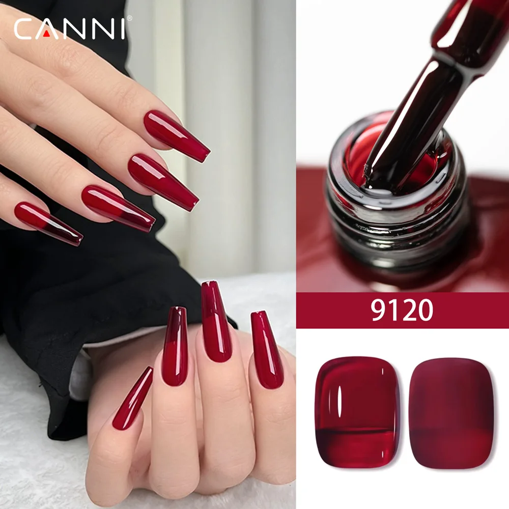 CANNI Gel Nail Polish Blood Red Clear Jelly Red Gorgeous Color HEMA FREE Soak Off UV LED Semi Permanent Long Wear TopGel Varnish