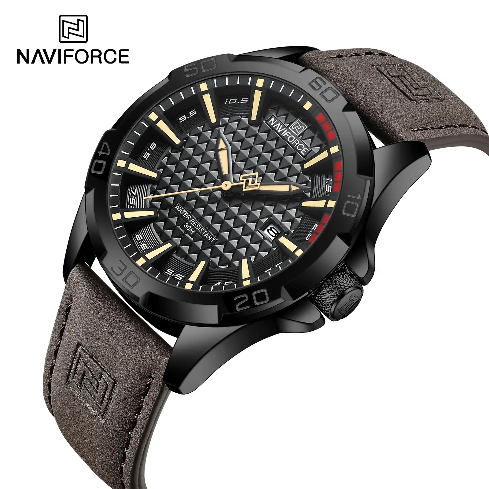 NAVIFORCE Men Casual Sport Military Quartz Calendar Wrist Watch for Man Business Leather Waterproof Male Clock Relogio Masculino