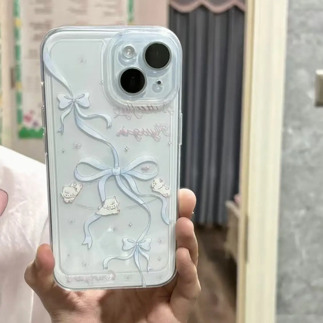 Korean Ins Bow Lamb Star Cute Phone Case For iPhone Ultra 18 17 Air 16 E 15 14 13 12 11 Pro XR XS Max 7 8 Plus Y2K Cover ﻿