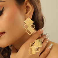 18k Gold Color Earrings with Ring Jewelry Set for Bridal African Clip Earrings and Finger Ring 2Pcs Set for Engagement Jewellery