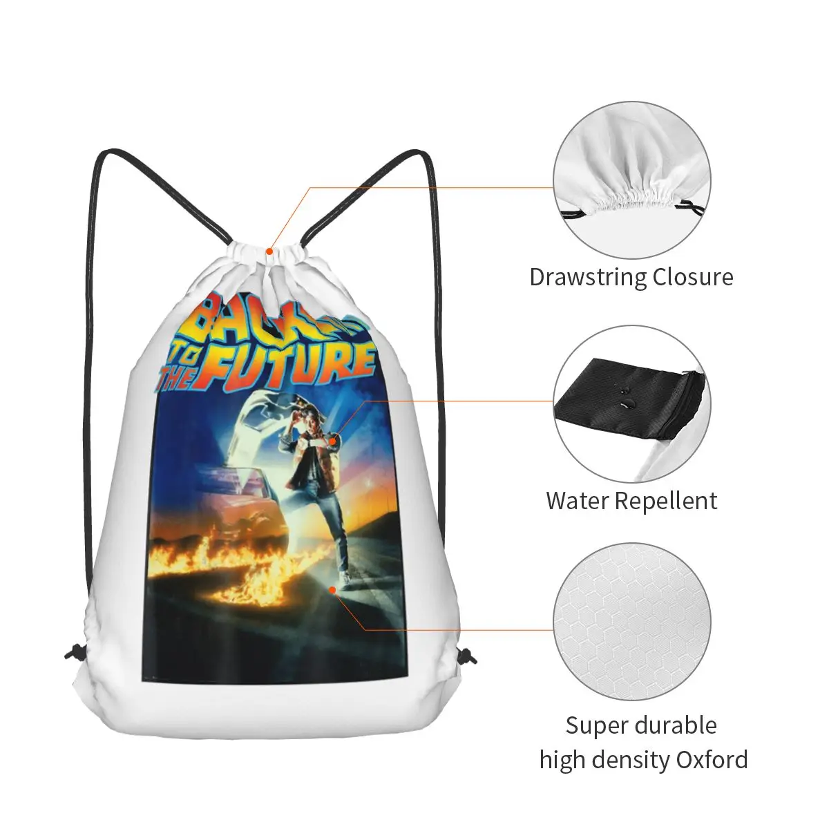 Back To The Future Backpacks Portable Drawstring Bags Shoes Bag Book Bags for Travel Students view 3