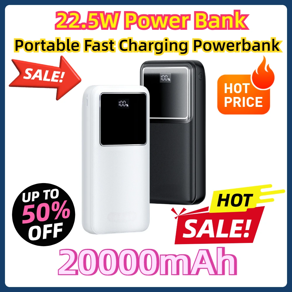 For iPhone 15 22.5W Power Bank 20000mAh Portable Fast Charging Powerbank Type C PD Qucik Charge External Battery Charger