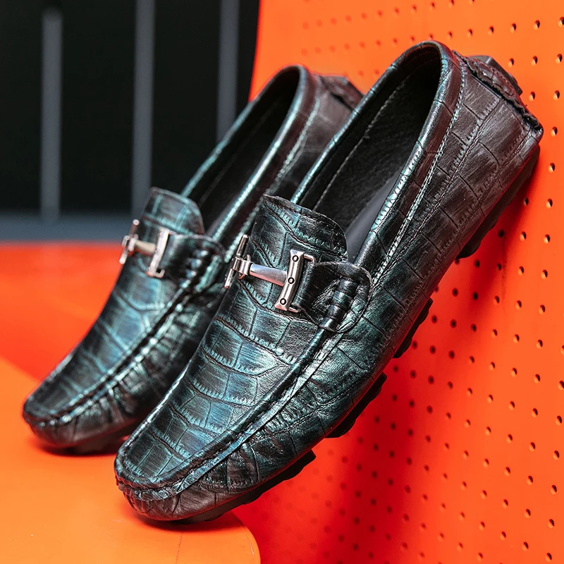 39~48 Men's Handmade Retro Leather Loafer Casual Driving Flats Slip-on Shoes Luxury Comfy Moccasins White Loafers Shoes for Men