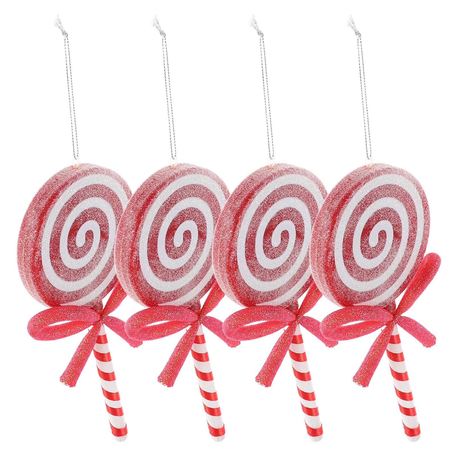 

4Pcs Simulation Lollipop Decorations Red Candy Charms Hanging Hole Christmas Lollipop Ornaments Party Pendants Photography